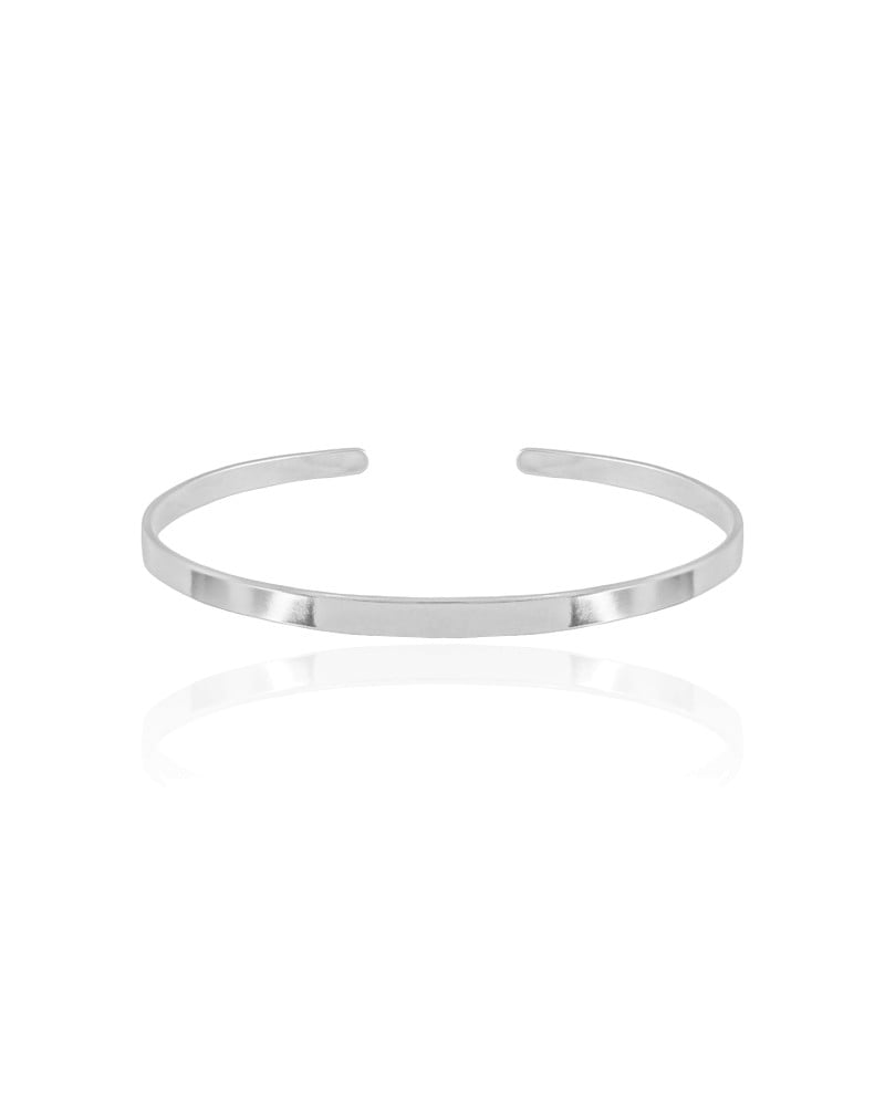 Bracelete Flat Liso 3 mm Ródio Branco