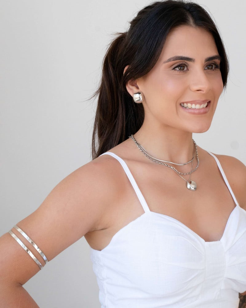 Bracelete Superior Duas Voltas 1 cm Ródio Branco