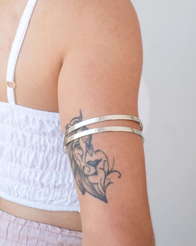 Bracelete Superior Duas Voltas 1 cm Ródio Branco