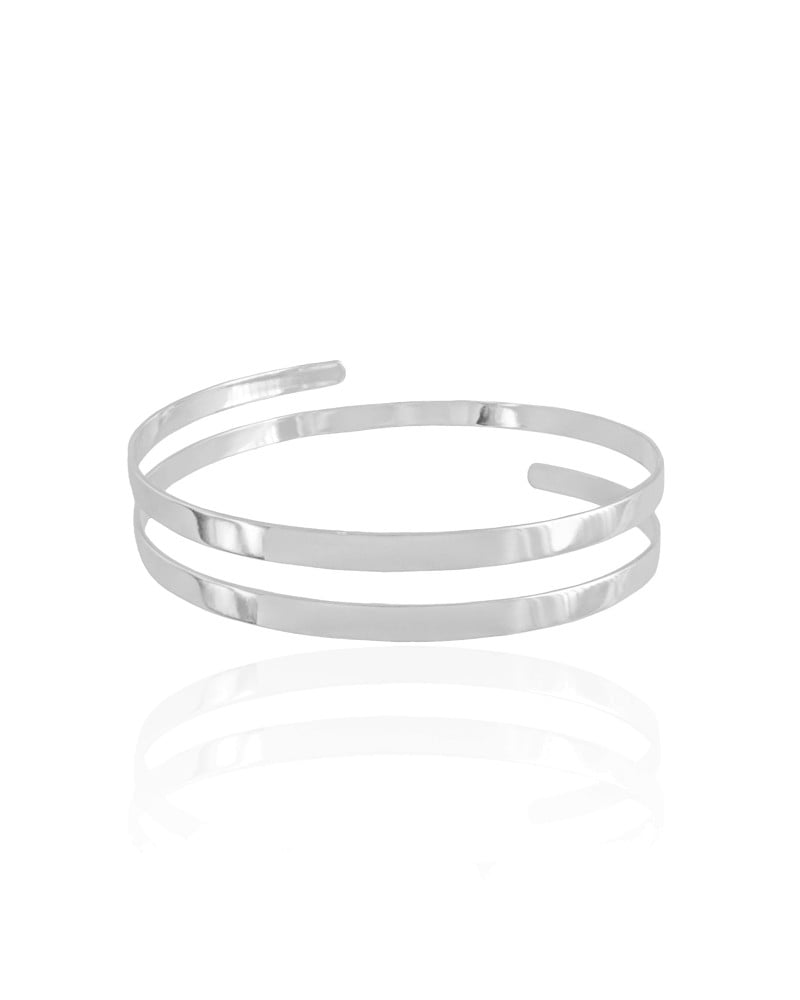 Bracelete Superior Duas Voltas 1 cm Ródio Branco