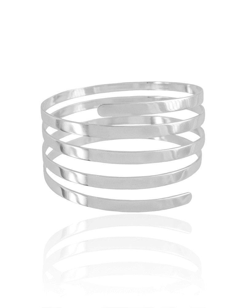 Bracelete Superior Cinco Voltas 2,5 cm Ródio Branco