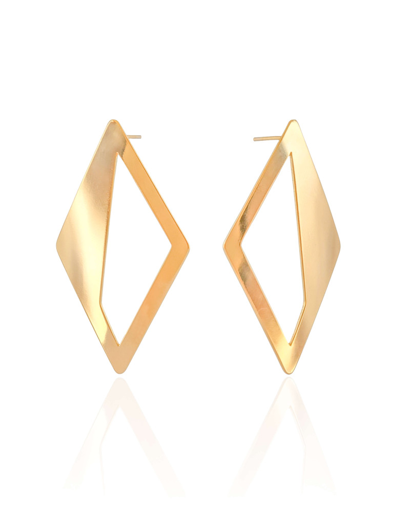 Brinco Losango Vazado Banhado a Ouro 18K