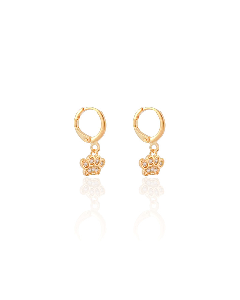 Brinco Argola Click Pet Cravejado 2.0 cm Banhado a Ouro 18K