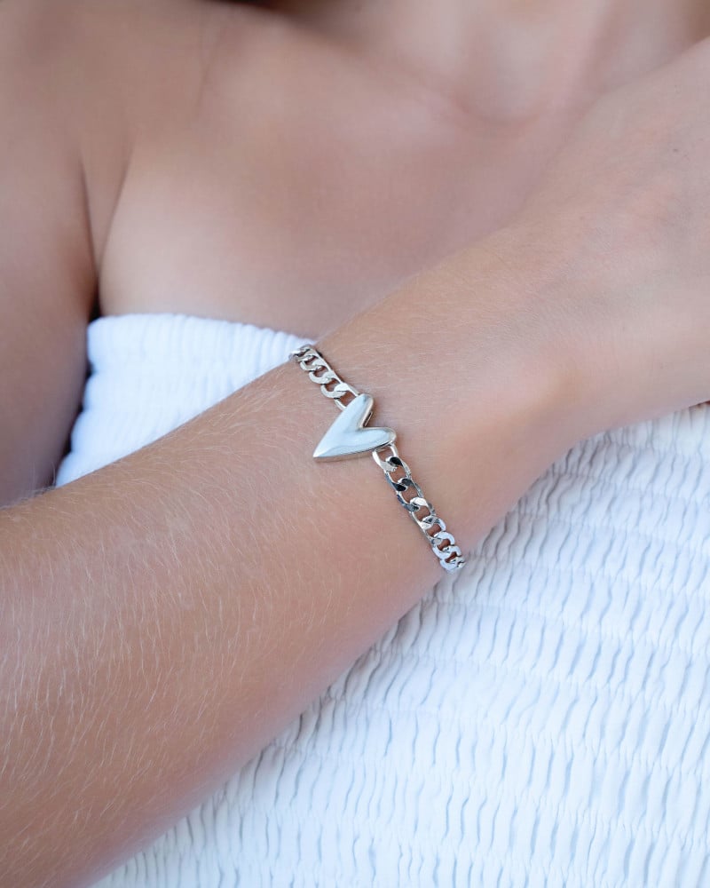 Pulseira Grumet Coração Liso Ródio Branco