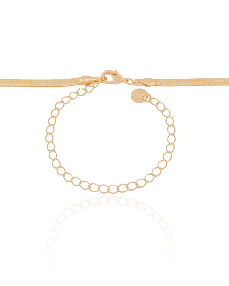 Choker Malha Fita Quadrado Liso Banhado a Ouro 18K