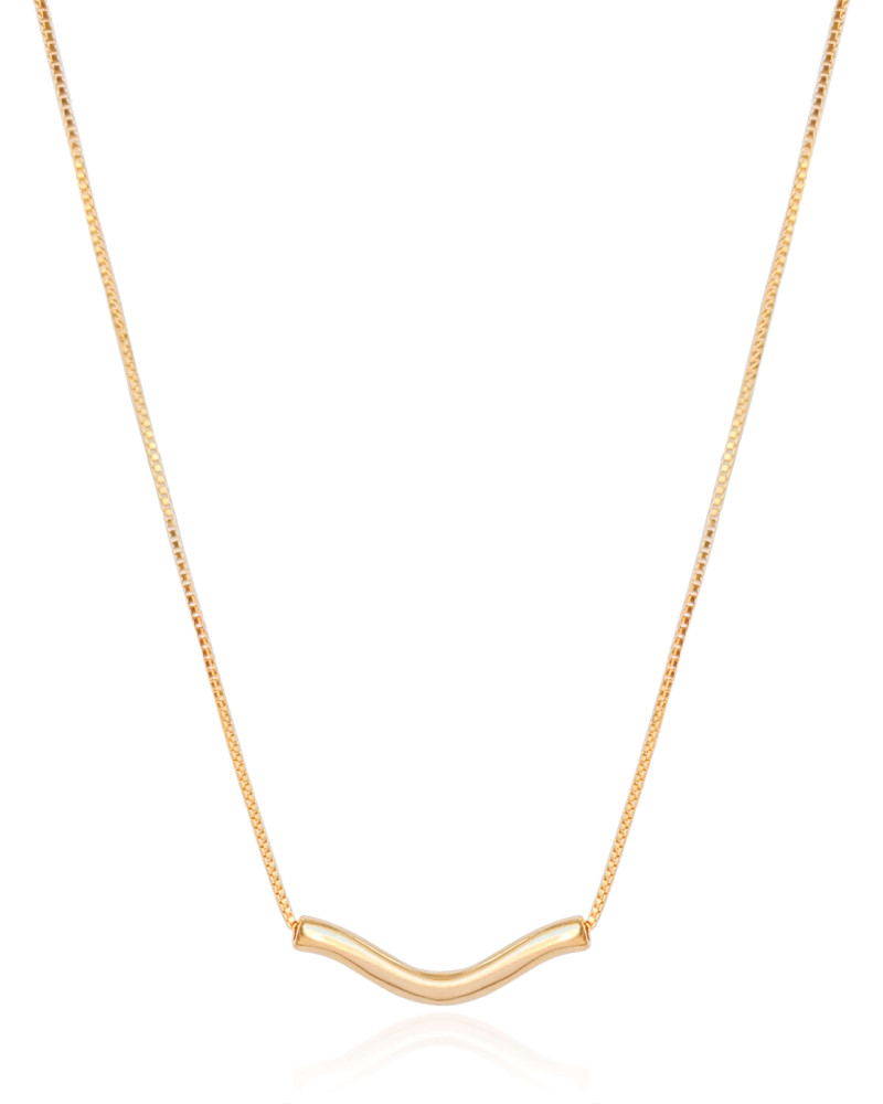 Gargantilha Veneziana Pingente Ondulado Banhado a Ouro 18K - 50 cm