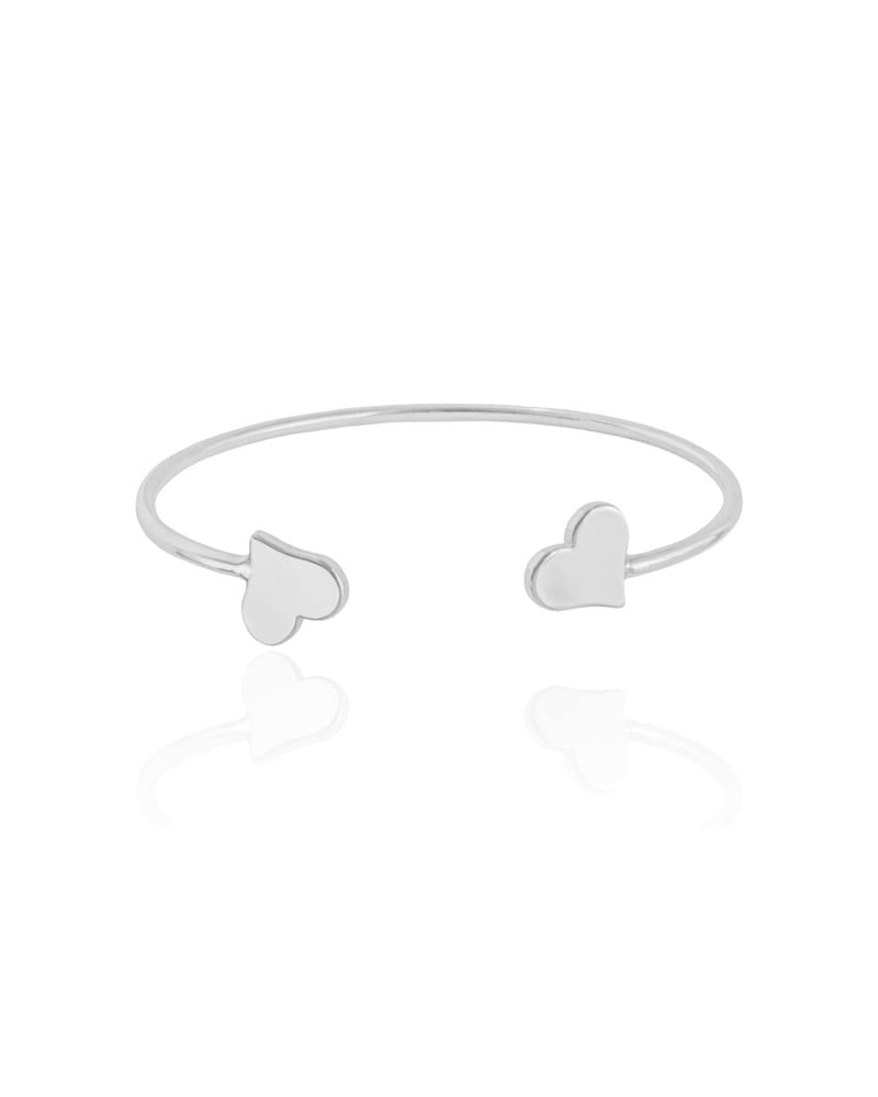 Bracelete Coração Liso Ródio Branco