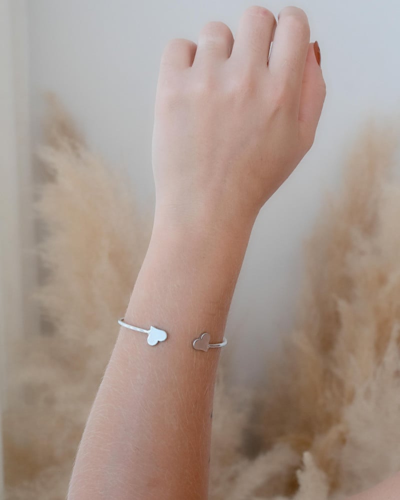 Bracelete Coração Liso Ródio Branco