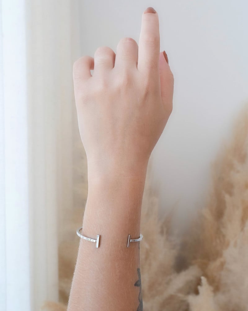 Bracelete Palito Liso Ródio Branco