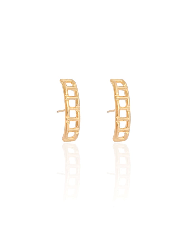 Ear Hook Quadrado Vazado Banhado a Ouro 18K