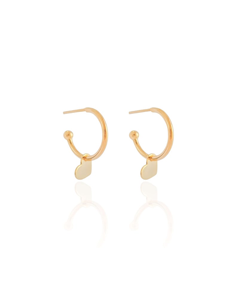 Brinco Infantil Argola Coração Liso Banhado a Ouro 18K