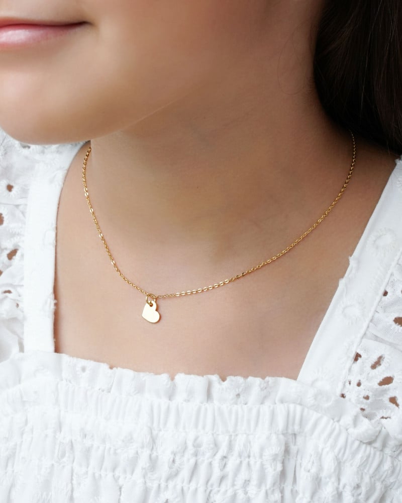 Gargantilha Infantil Elos Coração Liso Banhado a Ouro 18K