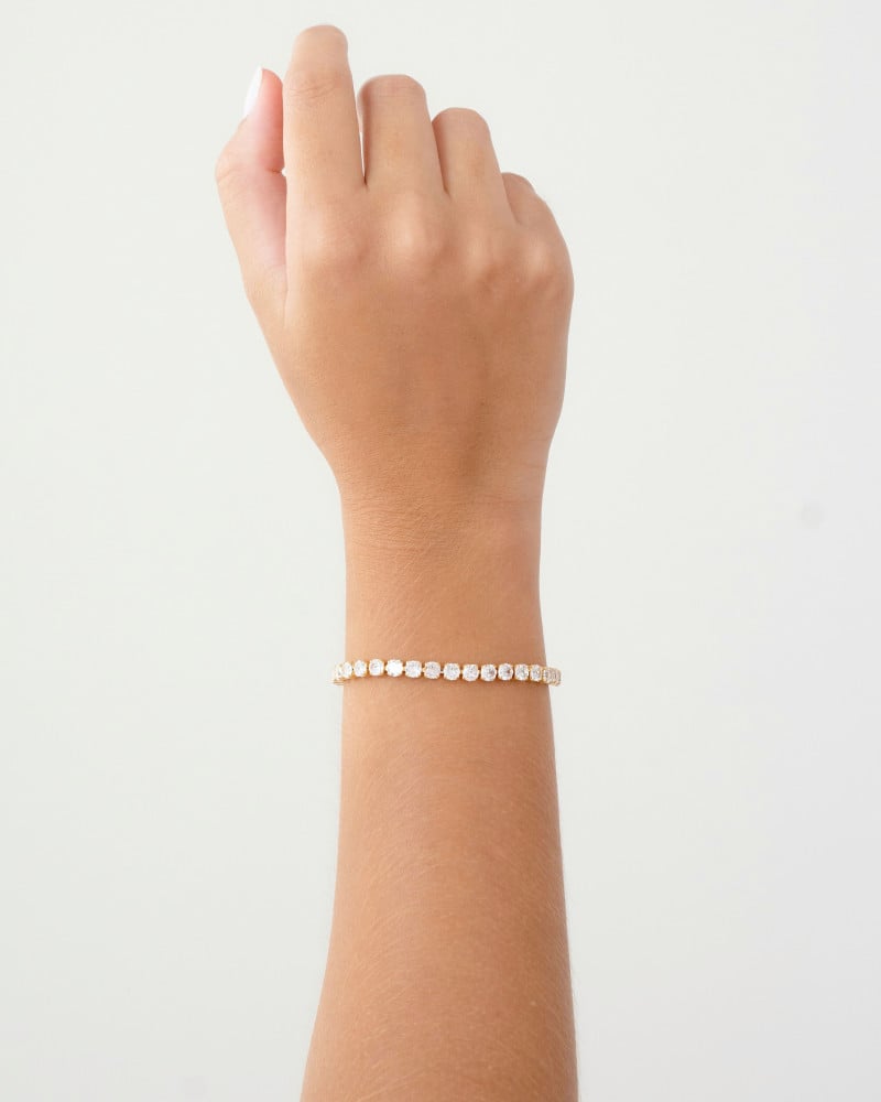 Pulseira Riviera Cristal Fecho Gravata Banhado a Ouro 18K