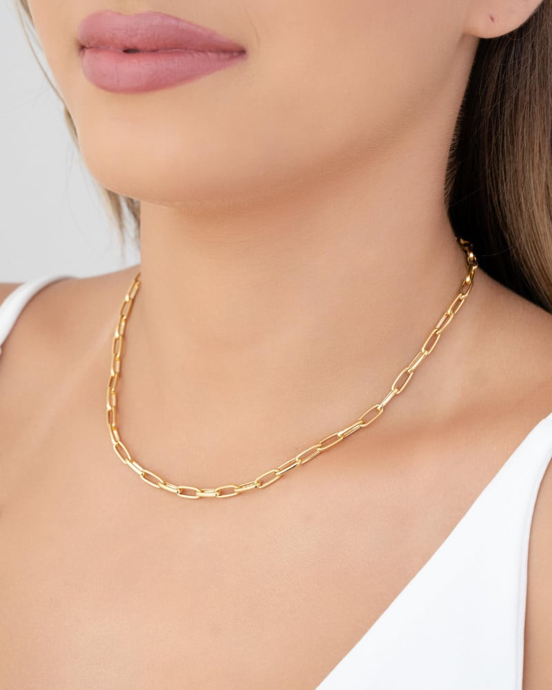 Gargantilha Elos Ovais Banhado a Ouro 18K