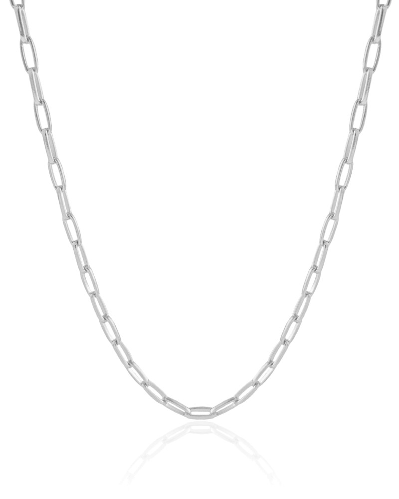 Choker Elos Ovais Ródio Branco