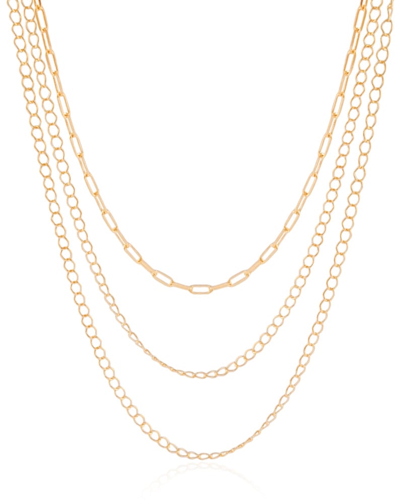 Gargantilha Tripla Elos Banhado a Ouro 18K