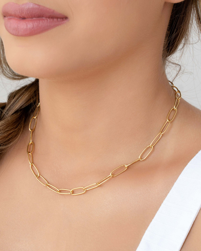 Choker Elos Ovais Banhado a Ouro 18K