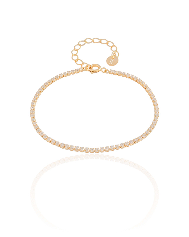 Pulseira Riviera Cristal Banhado a Ouro 18K