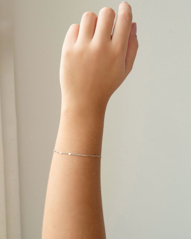 Pulseira Grumet Plaquinhas Ródio Branco