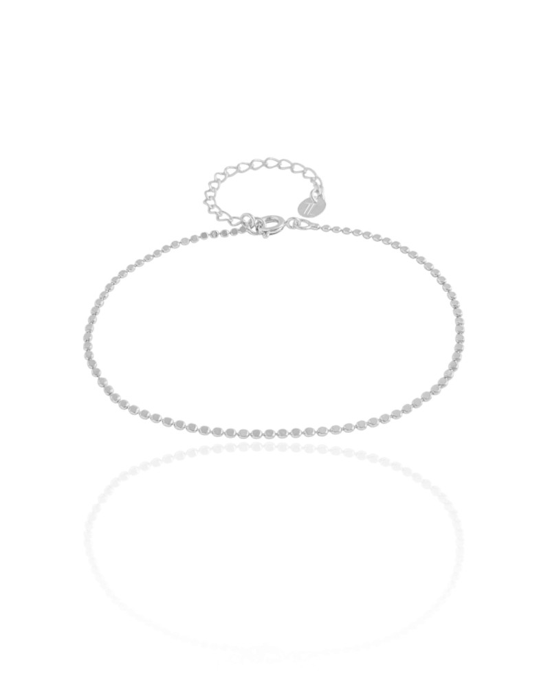 Pulseira Bolinhas Achatadas Ródio Branco