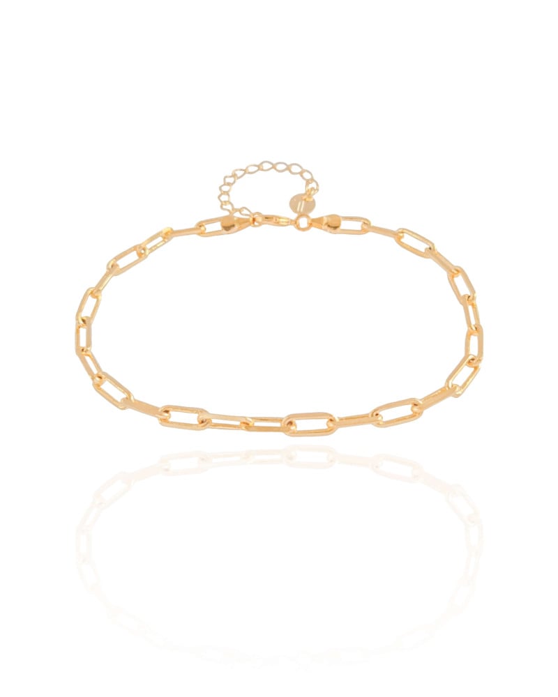 Tornozeleira Elos Ovais Banhado a Ouro 18K