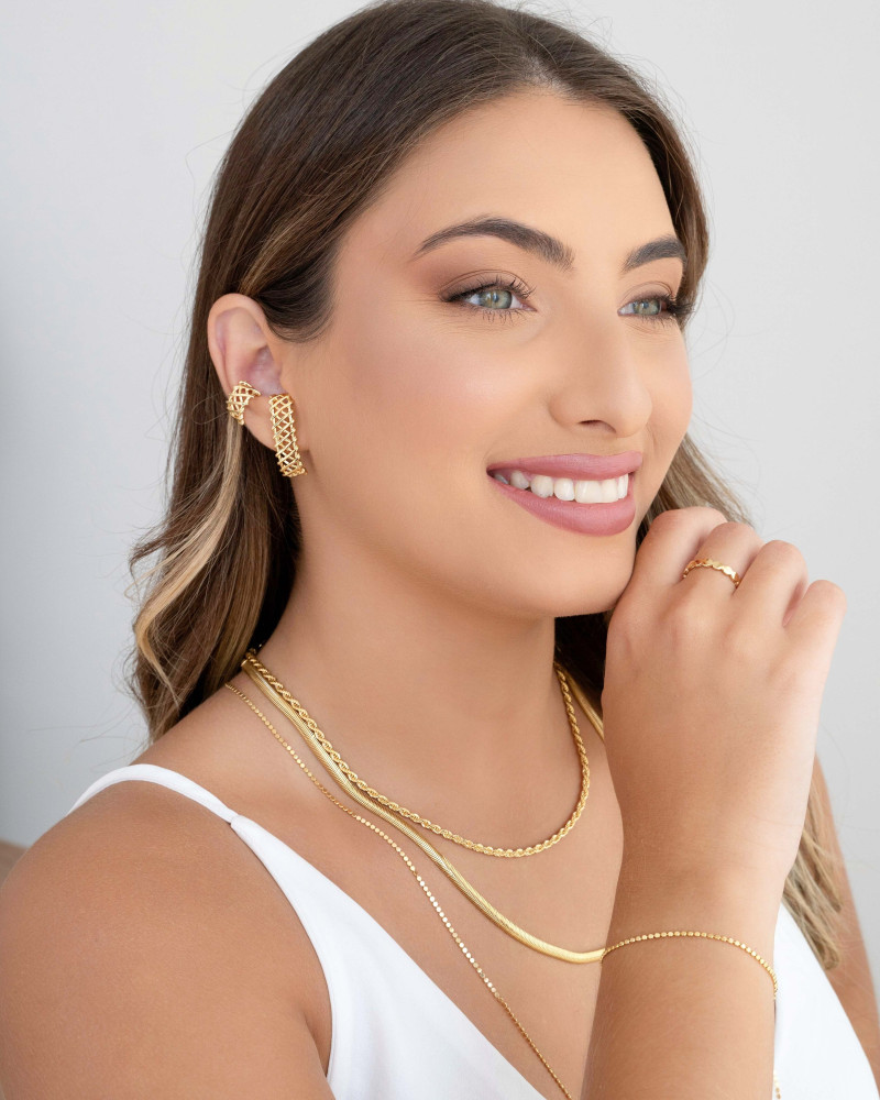 Anel Bolinhas Achatadas Tamanho 18 Banhado a Ouro 18K