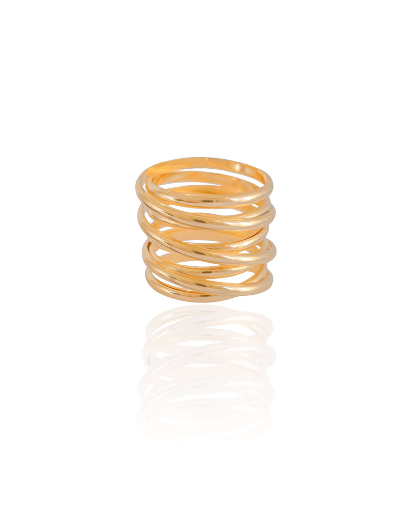 Anel Entrelaçado Liso Tamanho 17 Banhado a Ouro 18K
