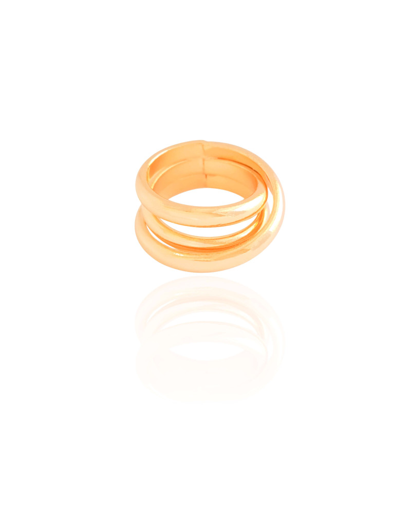 Anel Filetes Entrelaçados Tamanho 22 Banhado a Ouro 18K