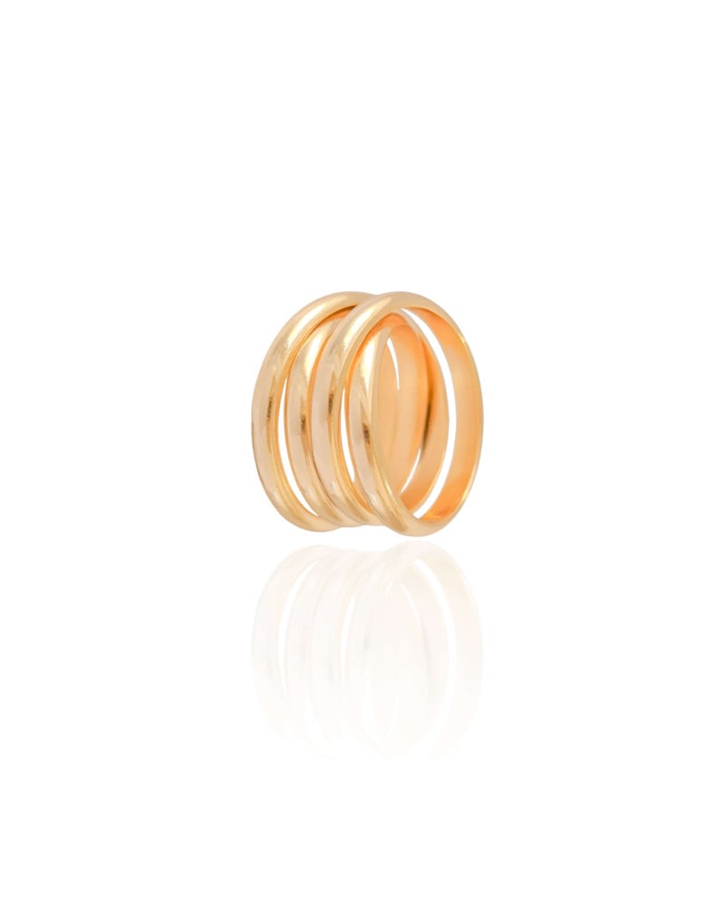 Anel Filetes Entrelaçados Tamanho 24 Banhado a Ouro 18K