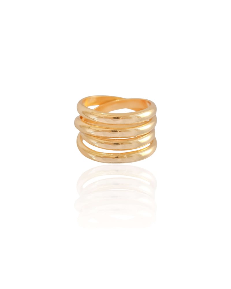 Anel Filetes Entrelaçados Tamanho 24 Banhado a Ouro 18K