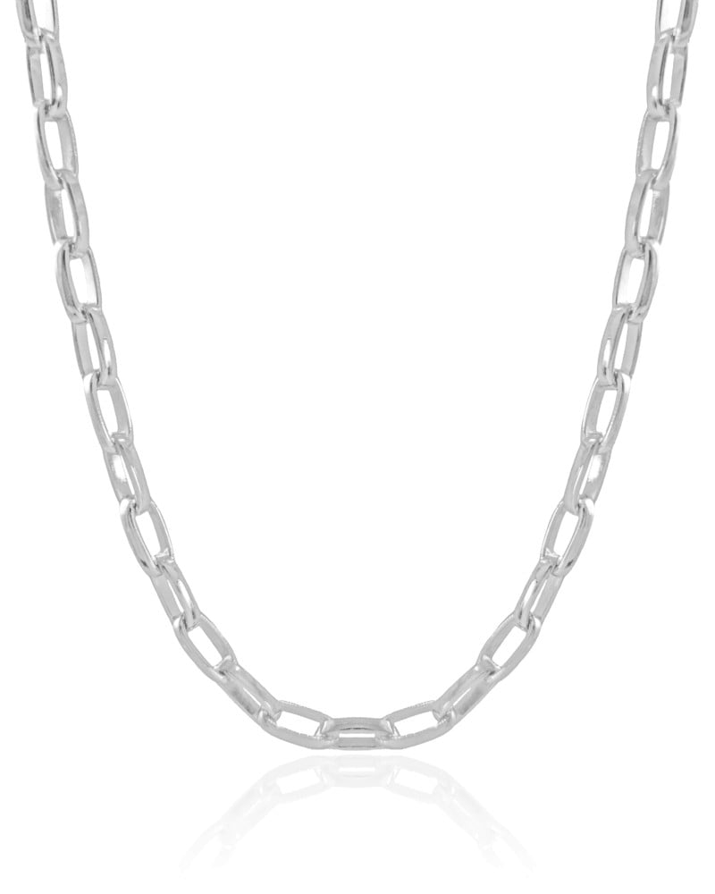 Choker Elos Ovais Lisos Ródio Branco