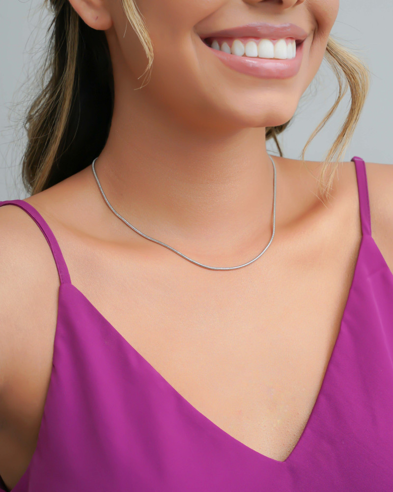 Choker Rabo de Rato Ródio Branco