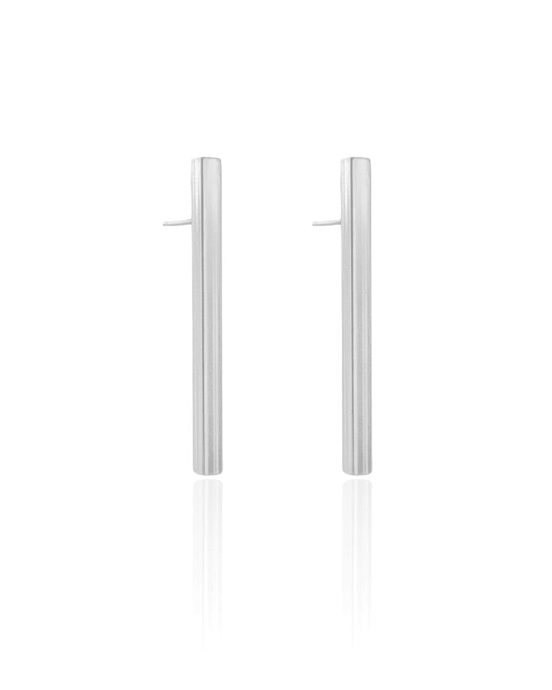 Brinco Palito Liso Reto Ródio Branco