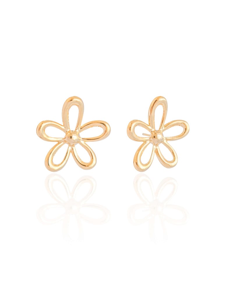 Brinco Flor Vazado Banhado a Ouro 18K