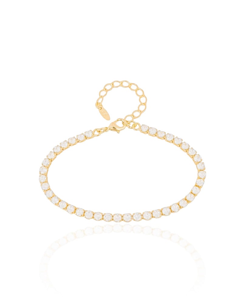 Pulseira Riviera Cristal Banhado a Ouro 18K
