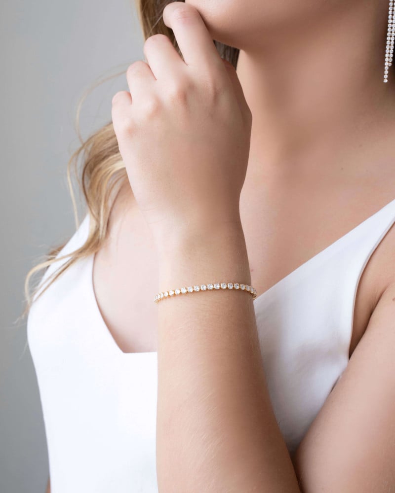 Pulseira Riviera Cristal Banhado a Ouro 18K