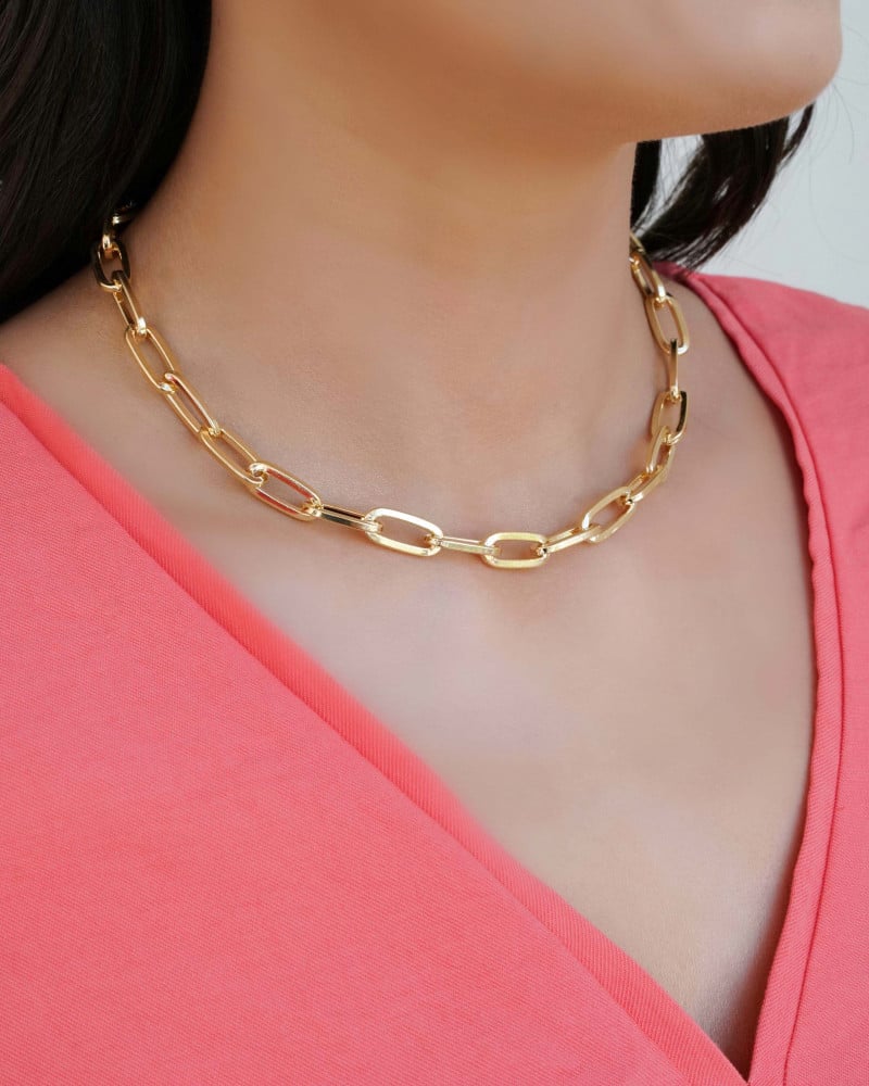 Gargantilha Elos Ovais 8 mm Banhado a Ouro 18K - 45 cm