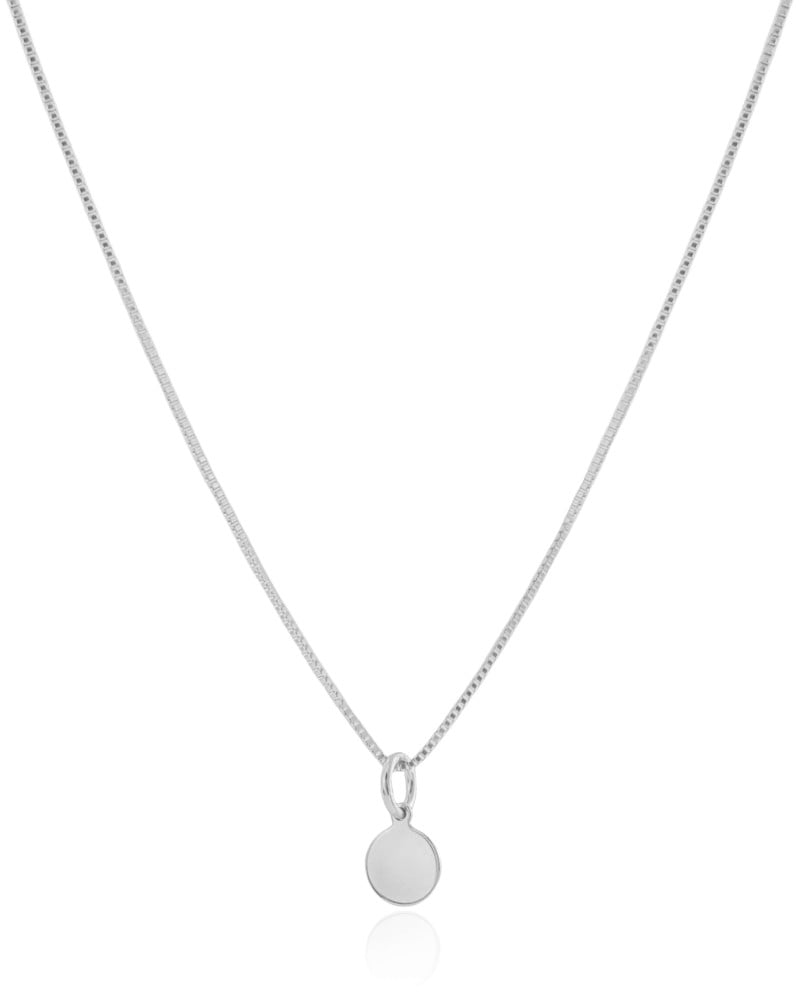 Gargantilha Veneziana Redondo Flat Liso Ródio Branco