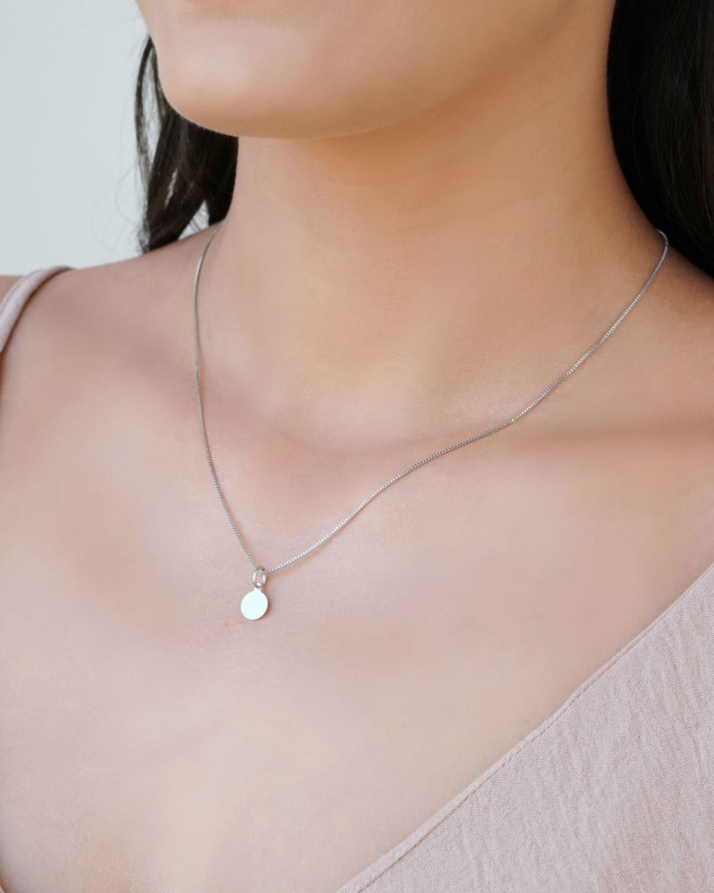 Gargantilha Veneziana Redondo Flat Liso Ródio Branco