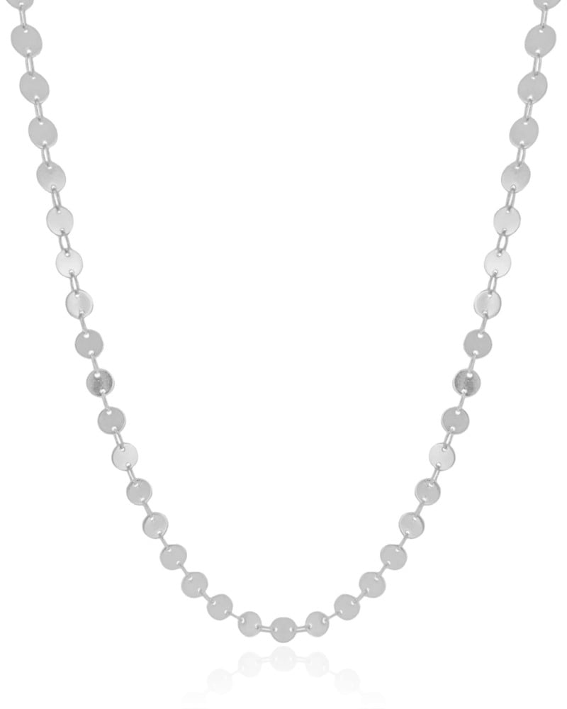 Gargantilha Longa Plaquinhas Ródio Branco