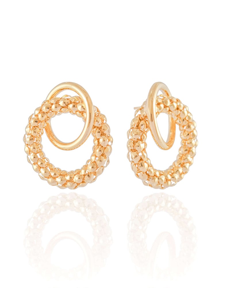 Brinco Redondo Malha Cobra Entrelaçado Banhado a Ouro 18K