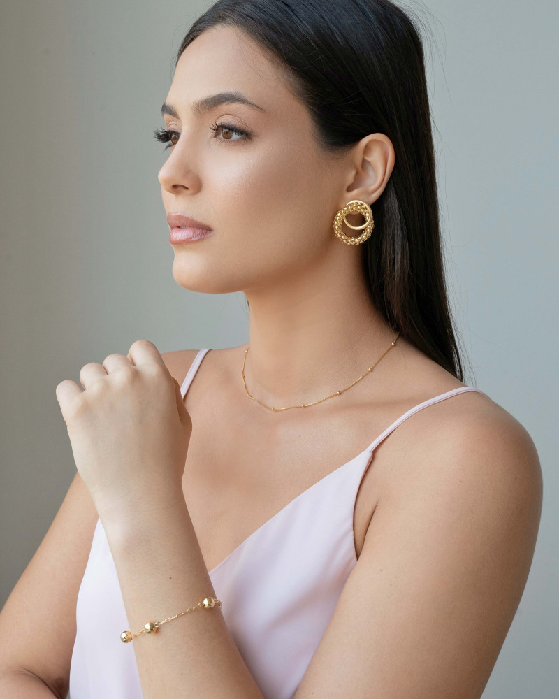 Brinco Redondo Malha Cobra Entrelaçado Banhado a Ouro 18K