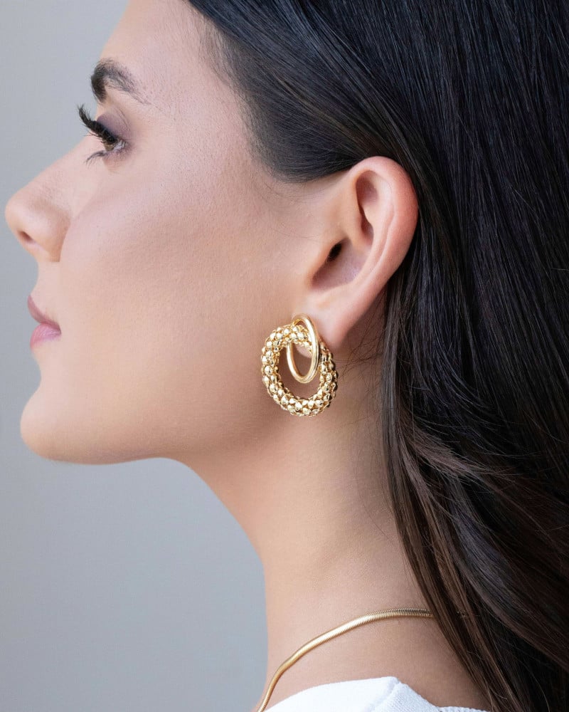 Brinco Redondo Malha Cobra Entrelaçado Banhado a Ouro 18K