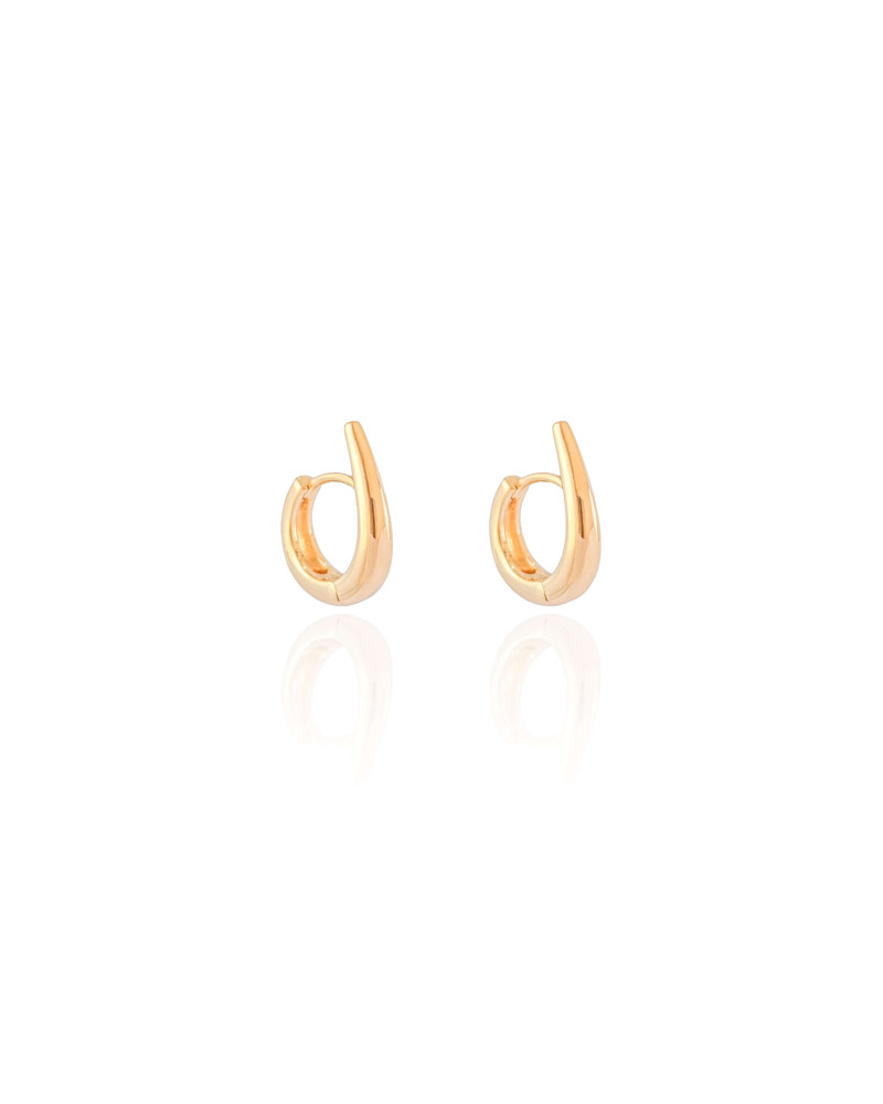 Brinco Argola Click Gota Lisa 1.4 cm Banhado a Ouro 18K