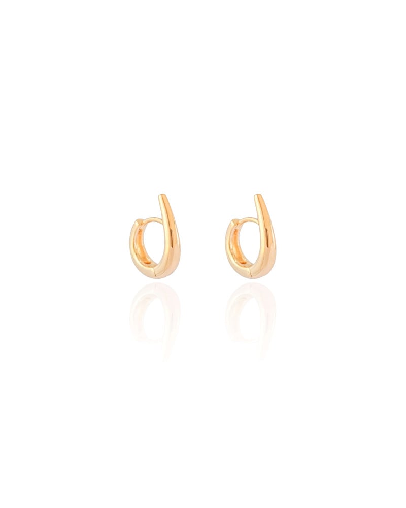Brinco Argola Click Gota Lisa 1.4 cm Banhado a Ouro 18K