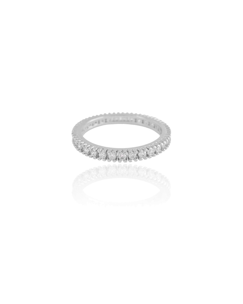 Anel Cravejado Cristal Tamanho 20 Ródio Branco