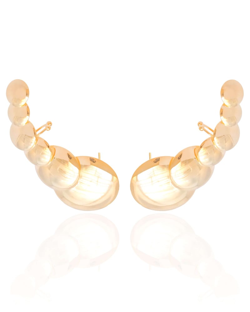 Ear Cuff Bolas Achatadas Banhado a Ouro 18K