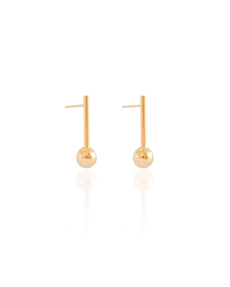 Brinco Palito Bola Lisa Banhado a Ouro 18K