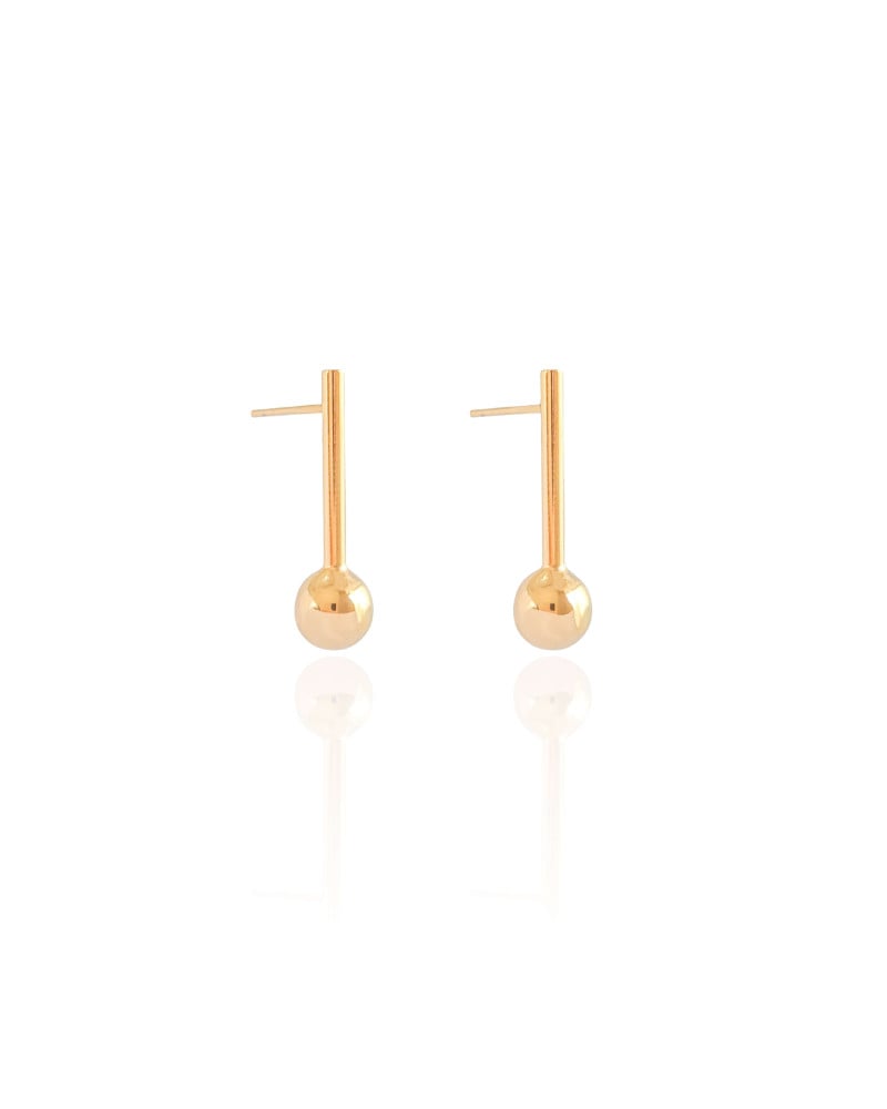 Brinco Palito Bola Lisa Banhado a Ouro 18K