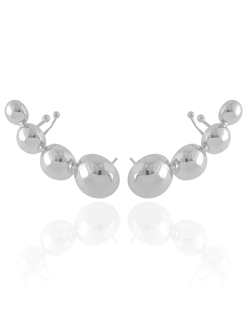 Ear Cuff Bolas Lisas Ródio Branco